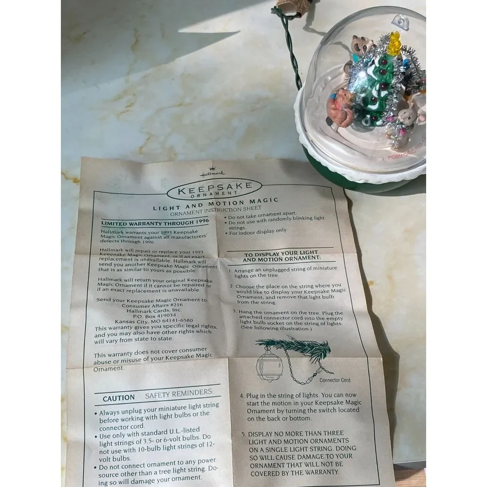 Vintage Forest Frolics Hallmark Keepsake Christmas Lights&Motion Ornament 1993
